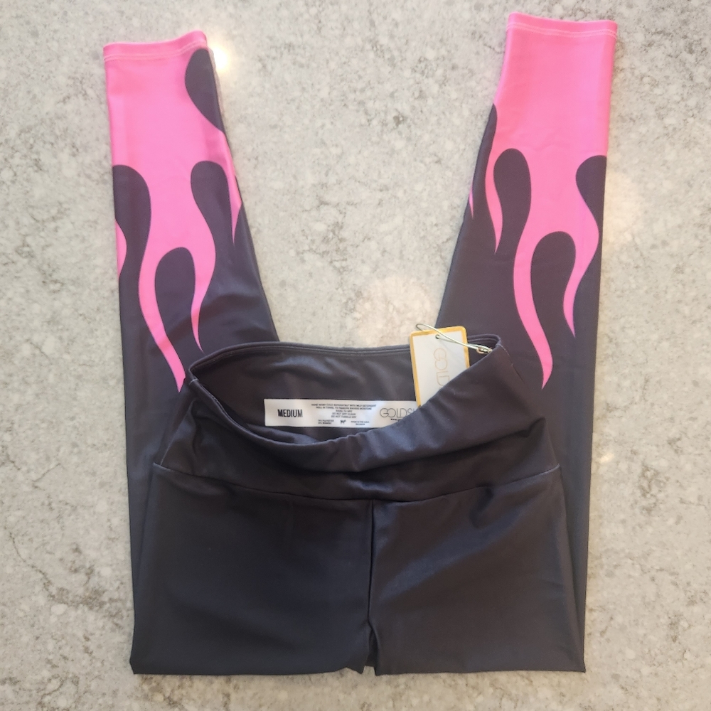 GOLDSHEEP NEON PINK FLAMES LEGGINGS